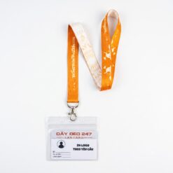 Dây đeo thẻ in logo gắn bao thẻ nhựa