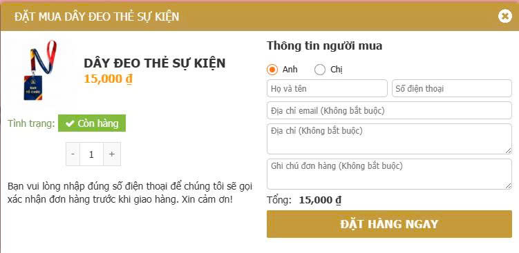Điền thông tin mua hàng